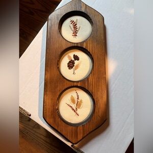 Wooden Wall Decor with Embroidered Art